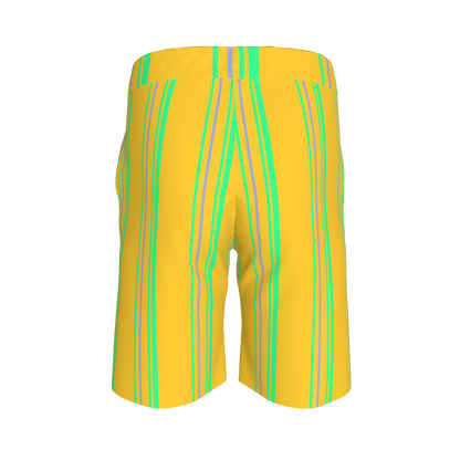 Kid's Knit Shorts in Bright Yellow & Green in Organic Cotton Pique