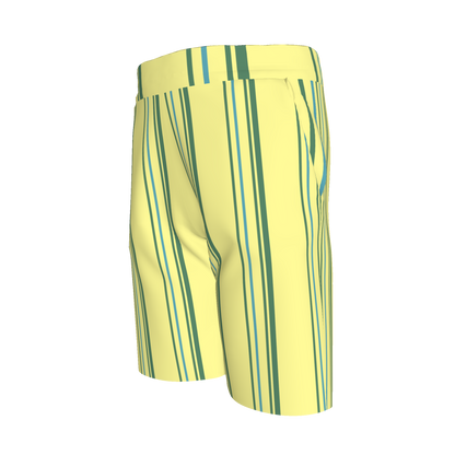 Kid's Knit Shorts in Stripes Light Yellow in Organic Cotton Pique