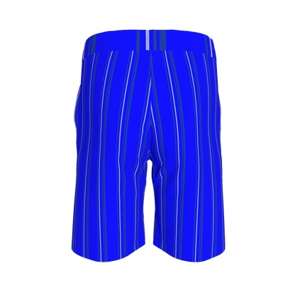 Kid's Knit Shorts in Stripes Bright Blue in Organic Cotton Pique