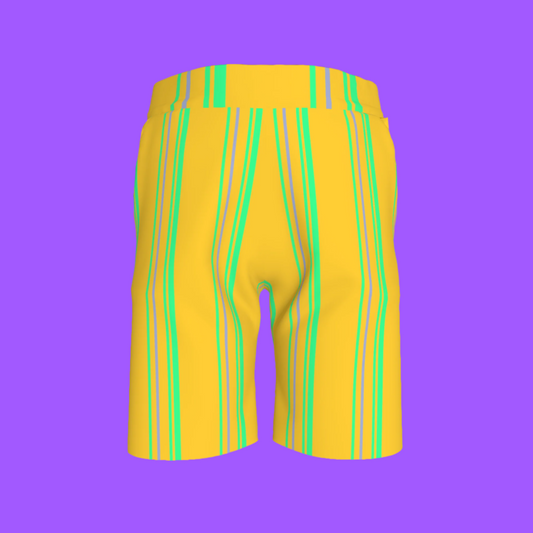 Kid's Knit Shorts in Bright Yellow & Green in Organic Cotton Pique