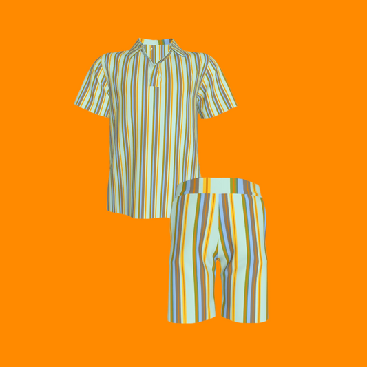 Polo and Shorts in Light Blue & Orange | Set of 2