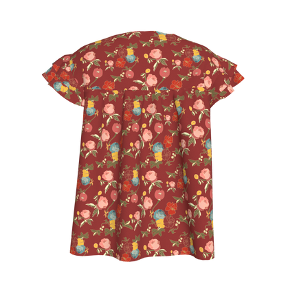 Red Belle Flowers Top and Skirt | Set of 2