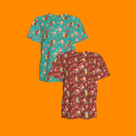 Pocket T-Shirts in Belle Flowers | Set of 2