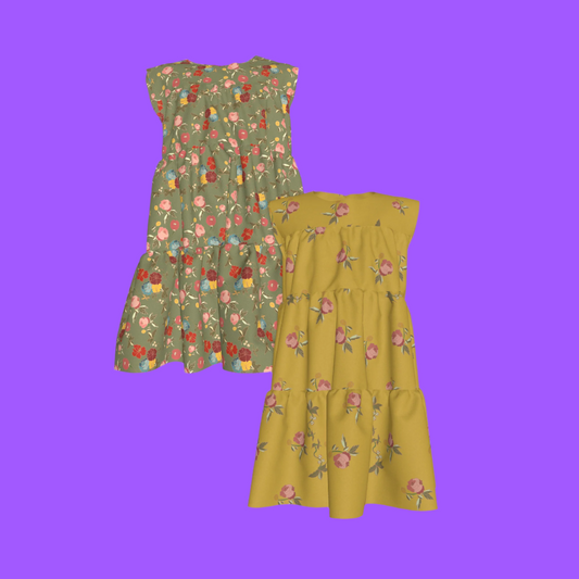 Floral Ruffle Dresses With Lining | Set of 2