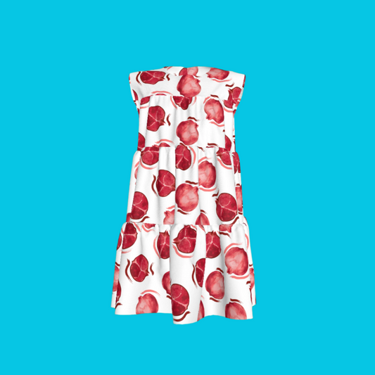Kid's Ruffle Dress With Lining in Spring Pomegranates