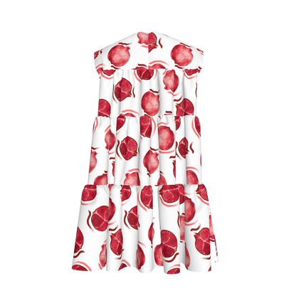 Kid's Ruffle Dress With Lining in Spring Pomegranates