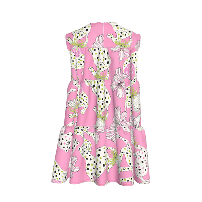 Kid's Ruffle Dress in Sketching Summer Pink