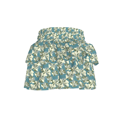 Kid's Smocked Skirt in Tropical Cayena Acqua in Light Cotton Slub