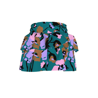 Kid's Smocked Ruffle Skirt in Dini's Teal Floral
