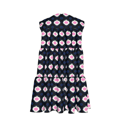 Kid's Ruffle Dress With Lining in Ink Tie Dye