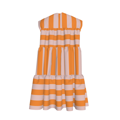 Pink & Orange Ruffle Dress with Lining