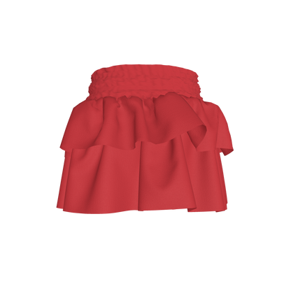 Smocked Ruffle Skirt in Solid Red