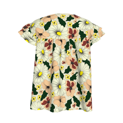 Kid's Ruffled Sleeve Top in Ma Jong Floral