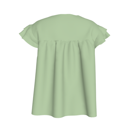 Ruffled Sleeve Top in Solid Pastel Green