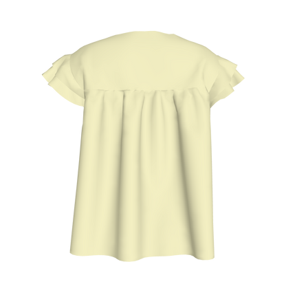 Ruffled Sleeve Top in Solid Pastel Yellow