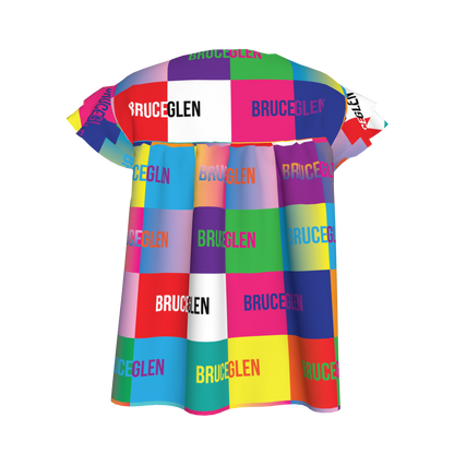 BruceGlen Logo Blocks Kid's Ruffle Sleeve Top