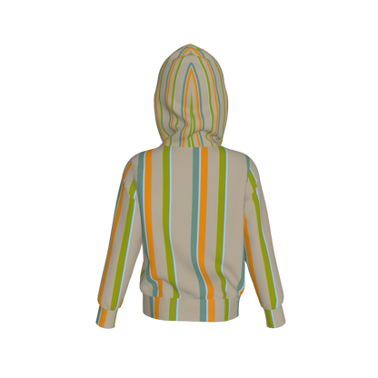 Kid's Pullover Hoodie in Stripes Earthtones in Fleece Back Stretch Organic Terry