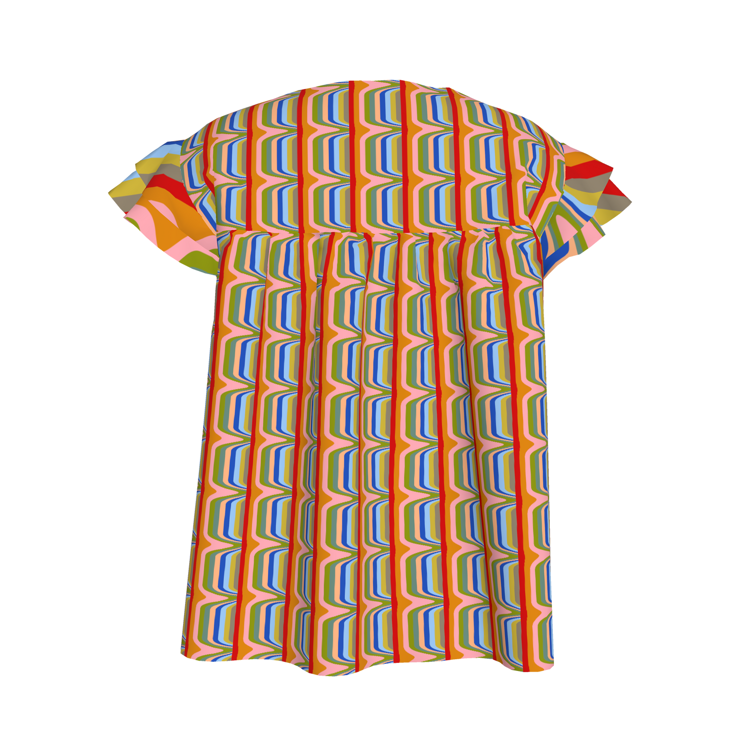 Kid's Ruffled Sleeve Top in Fun in Light Retro Cotton Slub