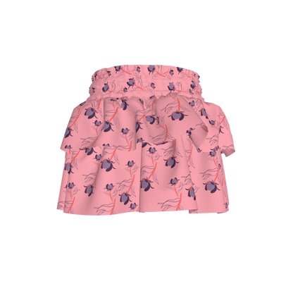 Kid's Smocked Skirt in Sprinkle Flowers Pink in Light Cotton Slub