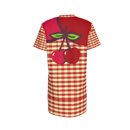 Yellow & Red Gingham T-shirt Dress
