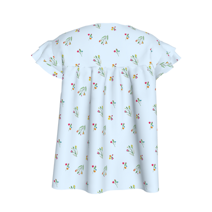 Kid's Ruffled Sleeve Top in Sky Blue