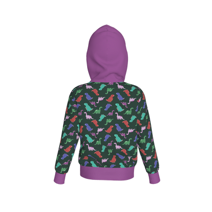 Purple Dino Party Pullover Hoodie