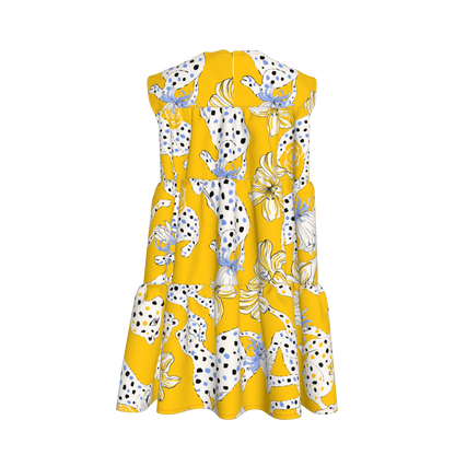 Kid's Ruffle Dress in Sketching Summer Yellow