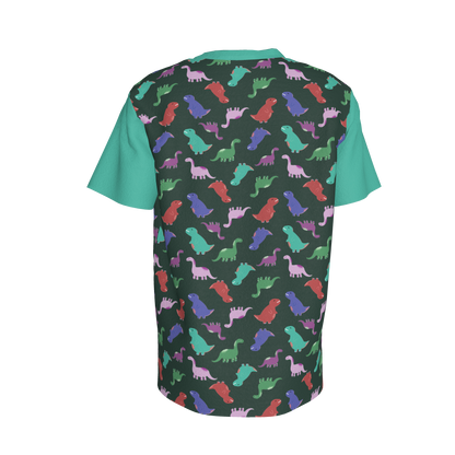 Teal Dino Party Pocket T-Shirt
