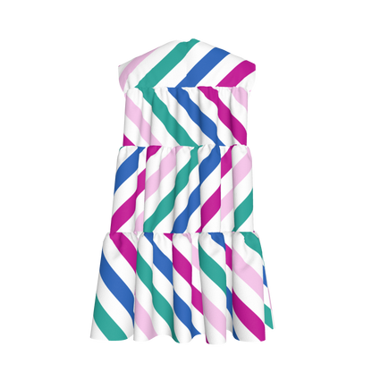 Spring Stripes Ruffle Dress With Lining