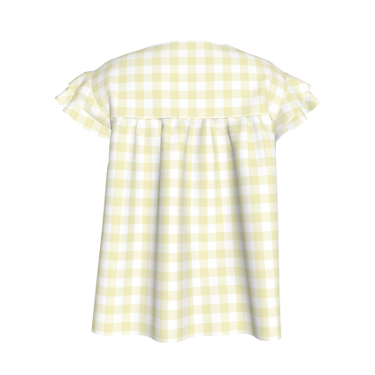 Ruffled Sleeve Top in Pastel Yellow Gingham