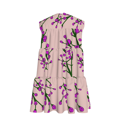 Floral Lilac Ruffle Dress with Lining