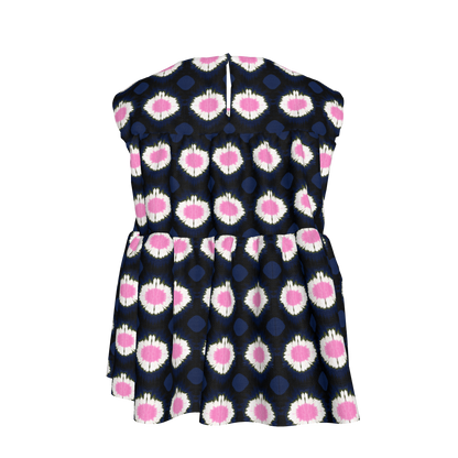 Kid's Sleeveless Ruffle Top in Ink Tie Dye