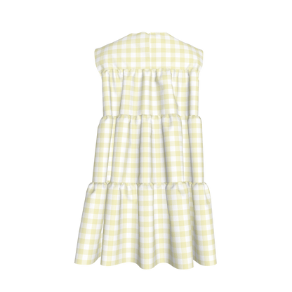 Ruffle Dress without Lining in Pastel Yellow Gingham