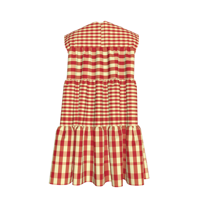 Red & Yellow Gingham Ruffled Dress