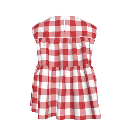 Sleeveless Ruffle Top in Red Gingham