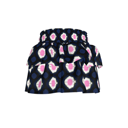 Kid's Smocked Ruffle Skirt in Ink Tie Dye