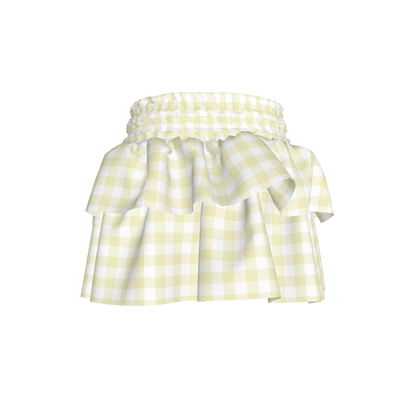 Smocked Ruffle Skirt in Pastel Yellow Gingham
