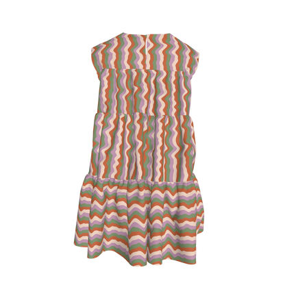 Kid's Ruffle Dress in Candy in Light Cotton Slub