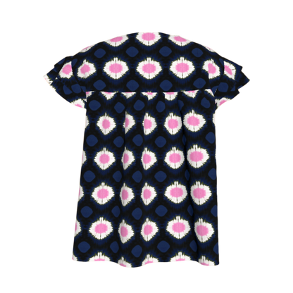 Kid's Ruffled Sleeve Top in Ink Tie Dye