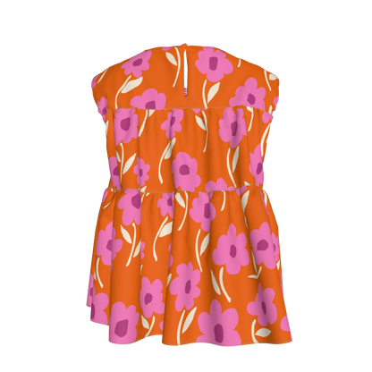 Orange Sleeveless Ruffle Top