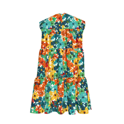 Kid's Ruffle Dress With Lining in Fleur de Esti