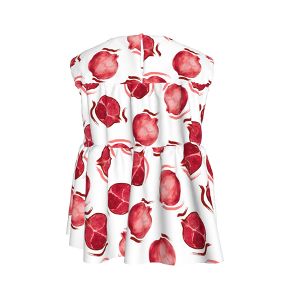 Kid's Sleeveless Ruffle Top in Spring Pomegranates