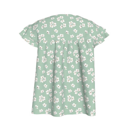 Kid's Ruffled Sleeve Top in Sage Primrose