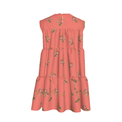 Kid's Ruffle Dress in Belle Bloom in Pink in Light Cotton Slub