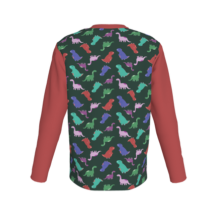 Red Dino Party Long Sleeve Pocket T-Shirt