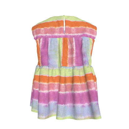 Rainbow Tie-Dye Sleeveless Ruffle Top