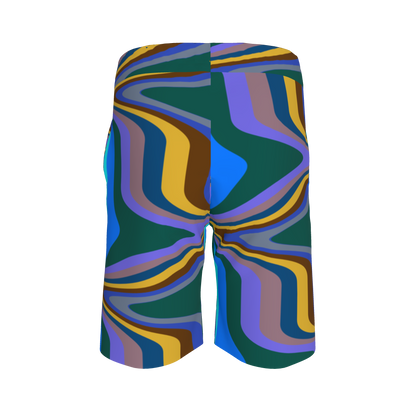 Kid's Knit Shorts in Fun Retro Blue in Organic Cotton Pique