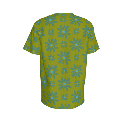 Kid's Pocket T-Shirt in Flower Bloom Green in Cotton Spandex Lightweight Jersey
