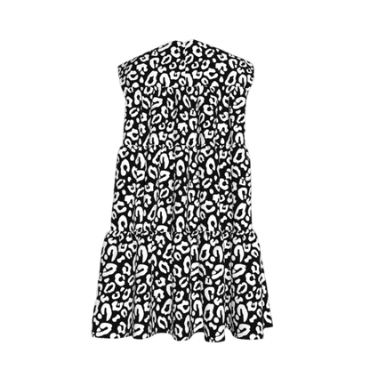 Kid's Ruffle Dress with Lining in Black Kitty Cat Dreamer
