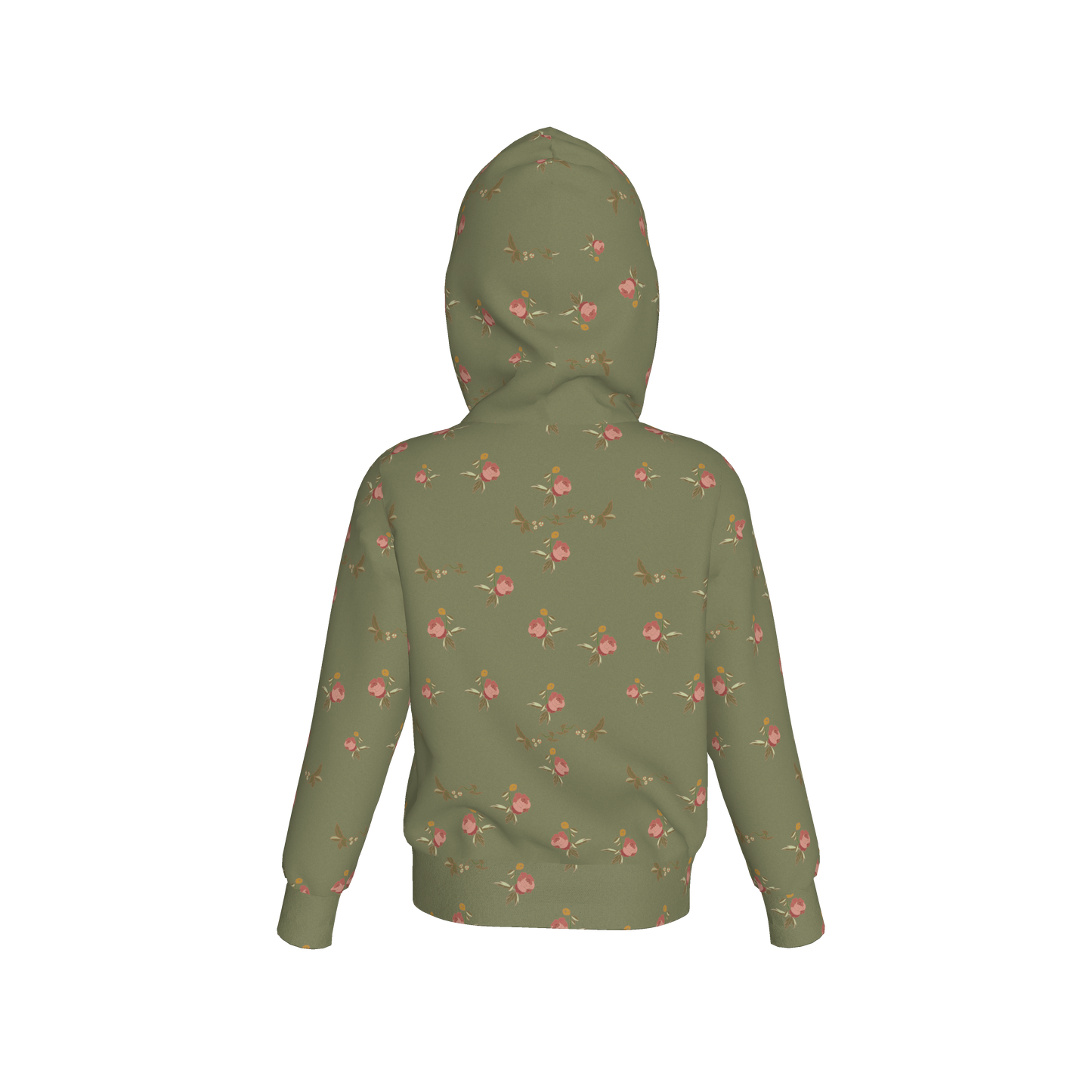 Kid's Pullover Hoodie in Belle Bloom Green in Fleece Back Stretch Organic Terry
